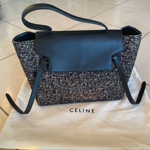 Vintage Celine tweed belt bag purse - almost brand new